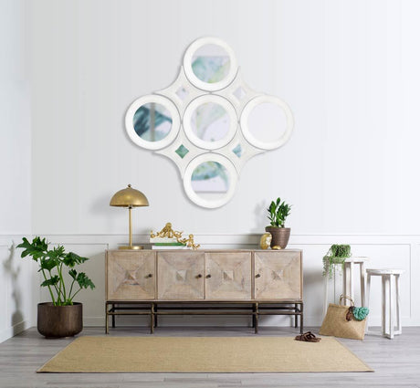 Amphion 16.5x16.5 Star Whitewashed Wood Frame Mirror from Mercana - Luna Furniture