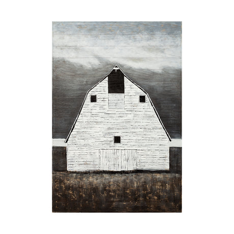 Sawmill Creek 42x62 Farmhouse White Barn Original Hand Painted on Wood Oil Painting from Mercana - Luna Furniture