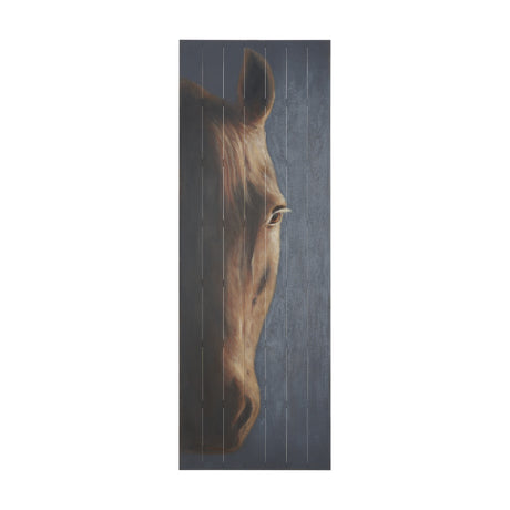 Hennessy 24x68 Brown Horse Original Hand Painted on Wood Oil Painting from Mercana - Luna Furniture