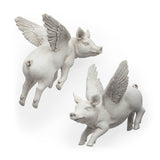 Hogbadi Set of 2 White Flying Pigs from Mercana - Luna Furniture