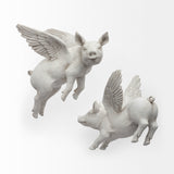 Hogbadi Set of 2 White Flying Pigs from Mercana - Luna Furniture