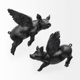 Hogbadi Set of 2 Black Flying Pigs from Mercana - Luna Furniture