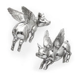 Hogbadi Set of 2 Silver Flying Pigs from Mercana - Luna Furniture