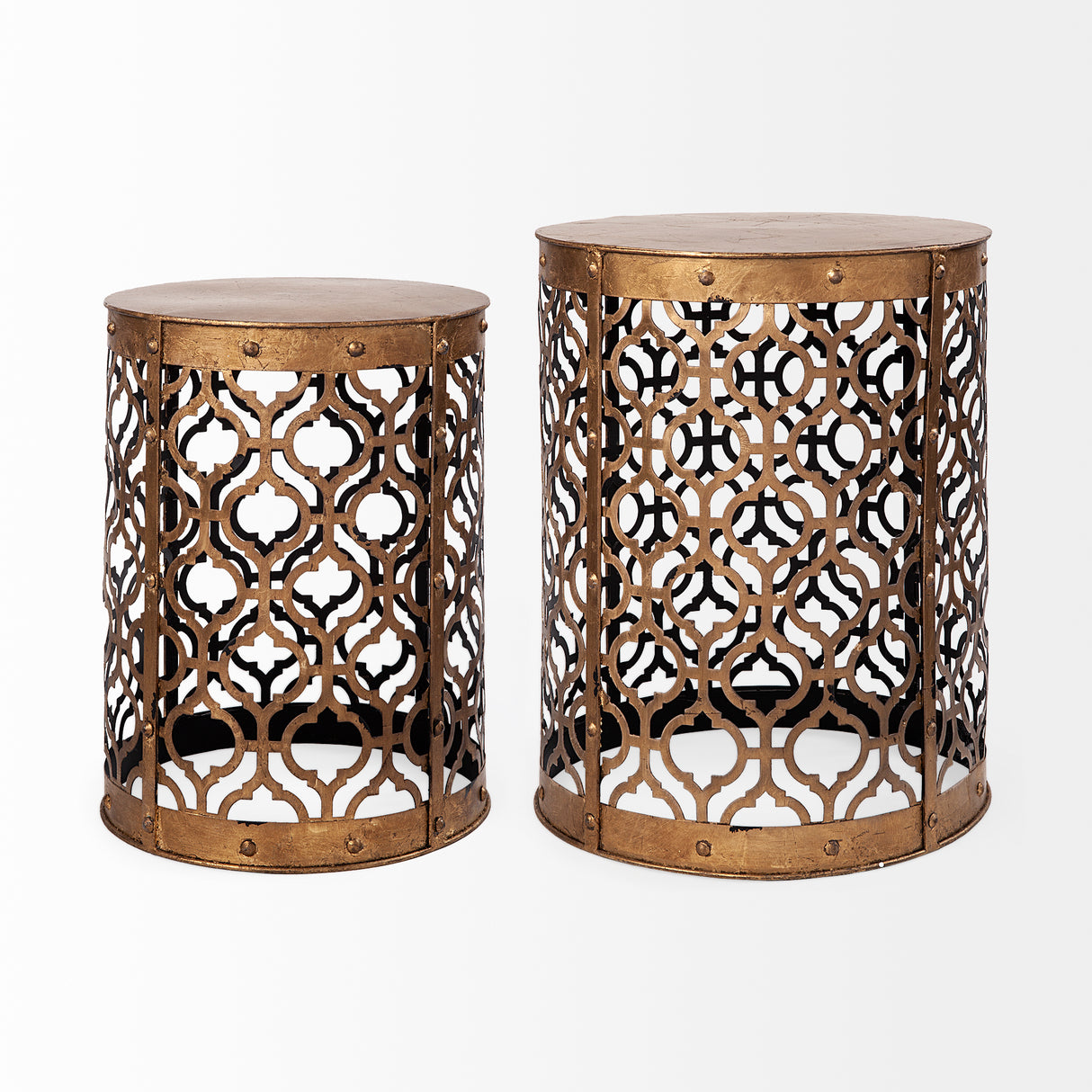 Rudebekia (Set of 2) 16L x 16W Gold Round Metal Accent Tables from Mercana - Luna Furniture