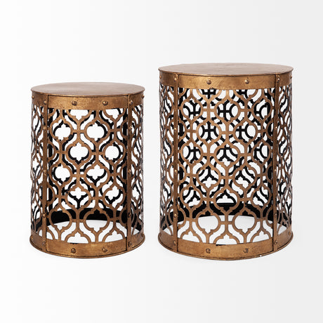 Rudebekia (Set of 2) 16L x 16W Gold Round Metal Accent Tables from Mercana - Luna Furniture