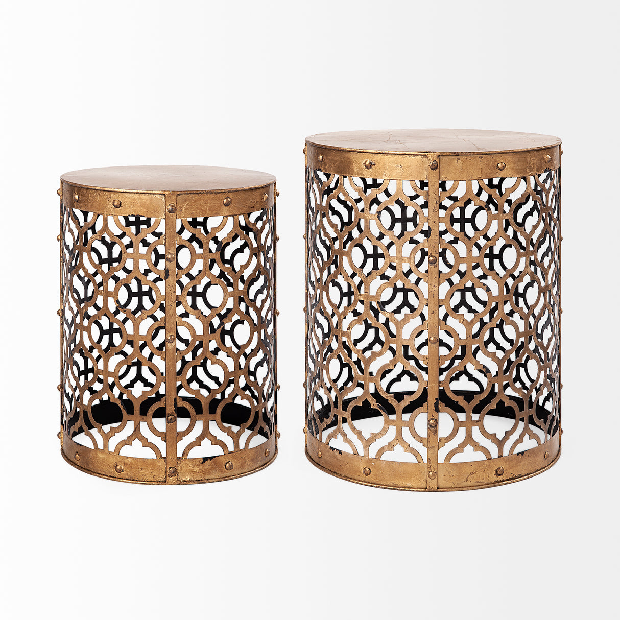 Rudebekia (Set of 2) 16L x 16W Gold Round Metal Accent Tables from Mercana - Luna Furniture