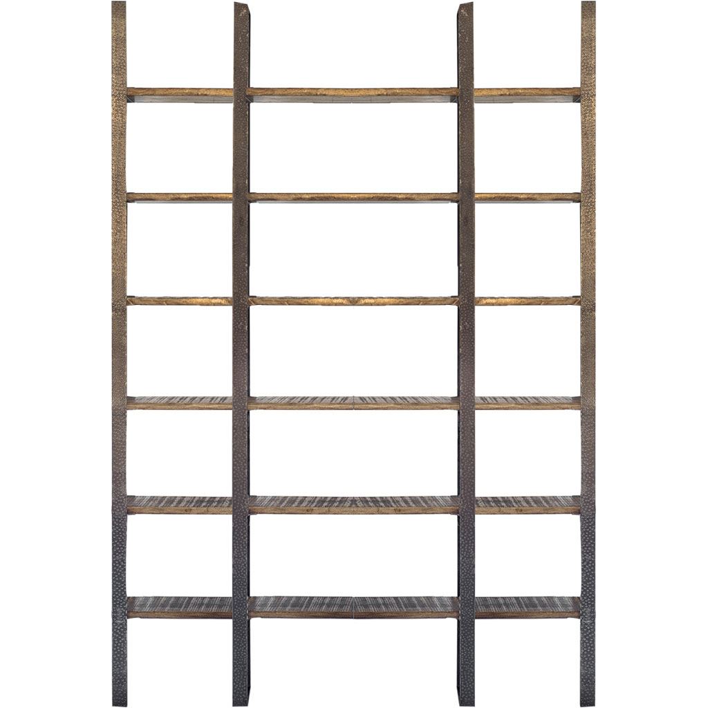 Taunton I 80L x 10.5W x 90H Brown Wood and Black Iron Six Shelving Unit from Mercana - Luna Furniture