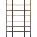 Taunton I 80L x 10.5W x 90H Brown Wood and Black Iron Six Shelving Unit from Mercana - Luna Furniture