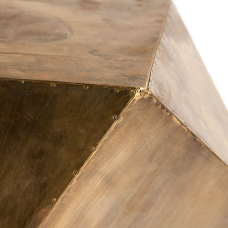 Exagoni 26" x 18.5" Hexagonal Brass Plated Hexagonal End/Side Table from Mercana - Luna Furniture