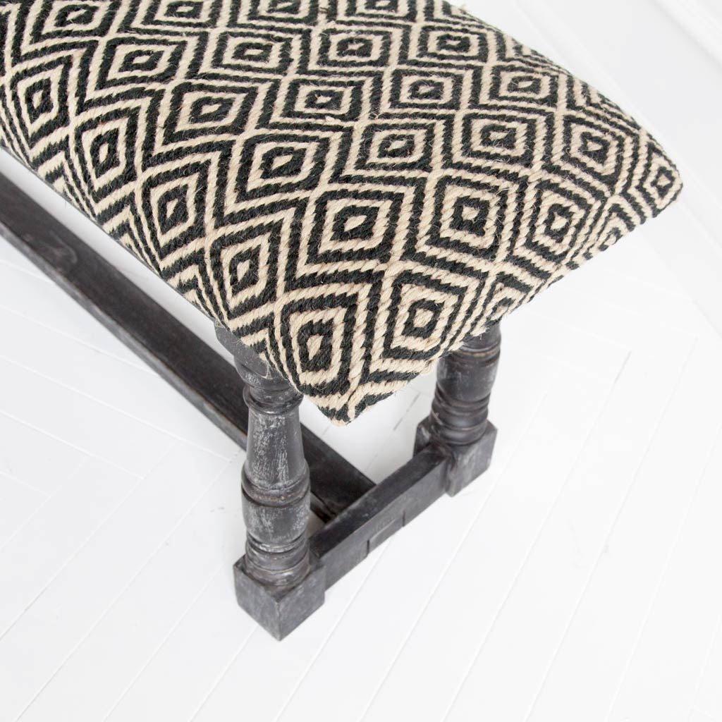 Denison 55L x 14.5W Black Beige Woven Cushion Top W Black Wood Base Accent Bench from Mercana - Luna Furniture