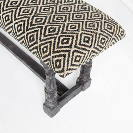 Denison 55L x 14.5W Black Beige Woven Cushion Top W Black Wood Base Accent Bench from Mercana - Luna Furniture