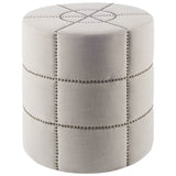 Beacon 20.5"H Cream Fabric w/ Metal Tacks Round Ottoman from Mercana - Luna Furniture