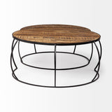 Clapp I Set of 2 (41" & 38") Round Brown Wood Top Black Iron Base Nesting Coffee Tables from Mercana - Luna Furniture