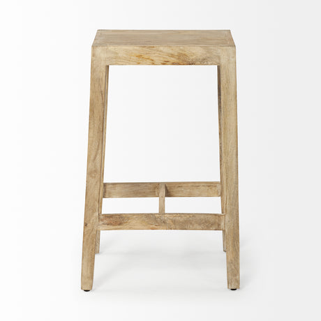 Colony 25" Seat Height Brown Wood Seat & Frame Stool from Mercana - Luna Furniture