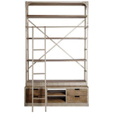 Brodie VI 57L x 20.5W x 94H Light Brown Wood Nickle Ladder Four Shelf Shelving Unit from Mercana - Luna Furniture