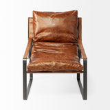 Hornet I 27.0L x 35.0W x 36.0H Brown Leather Unibody Seat w/ Black Metal Frame Accent Chair from Mercana - Luna Furniture