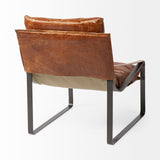 Hornet I 27.0L x 35.0W x 36.0H Brown Leather Unibody Seat w/ Black Metal Frame Accent Chair from Mercana - Luna Furniture