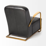 Horace I Black Leather Diamond Pattern w/Gold Iron Frame Accent Chair from Mercana - Luna Furniture
