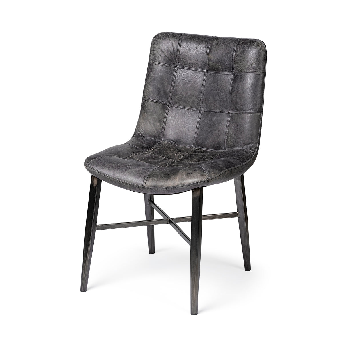 Horsdal Black Genuine Leather Seat w/ Black Metal Frame Dining Chair from Mercana - Luna Furniture
