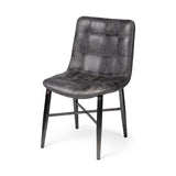 Horsdal Black Genuine Leather Seat w/ Black Metal Frame Dining Chair from Mercana - Luna Furniture