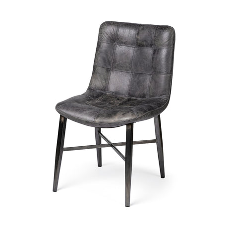 Horsdal Black Genuine Leather Seat w/ Black Metal Frame Dining Chair from Mercana - Luna Furniture