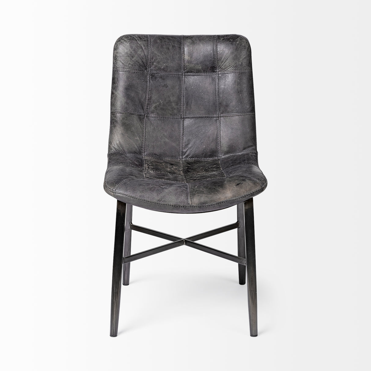 Horsdal Black Genuine Leather Seat w/ Black Metal Frame Dining Chair from Mercana - Luna Furniture