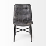 Horsdal Black Genuine Leather Seat w/ Black Metal Frame Dining Chair from Mercana - Luna Furniture