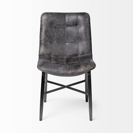 Horsdal Black Genuine Leather Seat w/ Black Metal Frame Dining Chair from Mercana - Luna Furniture