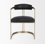 Hollyfield II Black Leather Seat Gold Iron Frame Dining Chair from Mercana - Luna Furniture