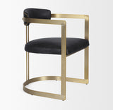 Hollyfield II Black Leather Seat Gold Iron Frame Dining Chair from Mercana - Luna Furniture