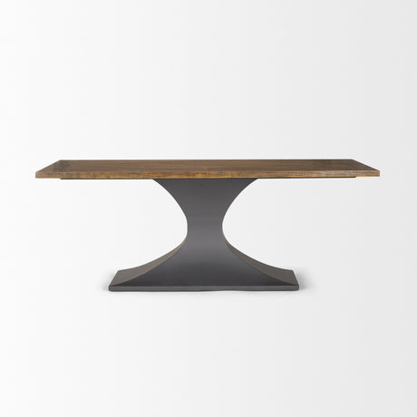 Maxton II 79x39 Rectangular Brown Solid Wood Top Dark Gunmetal Base Dining Table from Mercana - Luna Furniture