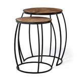 Clapp III (Set of 2) 20L x 20W Brown Round Wood Top W/ Black Metal Frame Nesting Accent Tables from Mercana - Luna Furniture