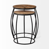 Clapp III (Set of 2) 20L x 20W Brown Round Wood Top W/ Black Metal Frame Nesting Accent Tables from Mercana - Luna Furniture