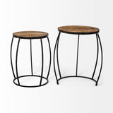 Clapp III (Set of 2) 20L x 20W Brown Round Wood Top W/ Black Metal Frame Nesting Accent Tables from Mercana - Luna Furniture