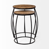 Clapp IV (Set of 2) 20L x 20W Brown Round Wood Top W/ Black Iron Frame Nesting Accent Tables from Mercana - Luna Furniture