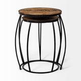 Clapp IV (Set of 2) 20L x 20W Brown Round Wood Top W/ Black Iron Frame Nesting Accent Tables from Mercana - Luna Furniture