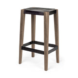 Nell 30" Seat Height Black Metal Seat & Foot Rest With Brown Wood Legs Stool from Mercana - Luna Furniture