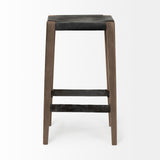 Nell 30" Seat Height Black Metal Seat & Foot Rest With Brown Wood Legs Stool from Mercana - Luna Furniture