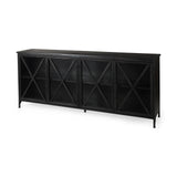 Poppy I 79x16 Black Metal With Glass Door Sideboard from Mercana - Luna Furniture