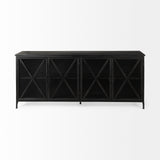 Poppy I 79x16 Black Metal With Glass Door Sideboard from Mercana - Luna Furniture