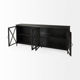 Poppy I 79x16 Black Metal With Glass Door Sideboard from Mercana - Luna Furniture