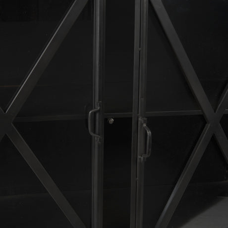 Poppy I 79x16 Black Metal With Glass Door Sideboard from Mercana - Luna Furniture