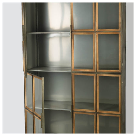 Pandora I 74" H Brown Wood and Metal Glass Door Display Cabinet from Mercana - Luna Furniture