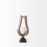 Brillion Small Rustic Wood Metal Table Candle Holder from Mercana - Luna Furniture