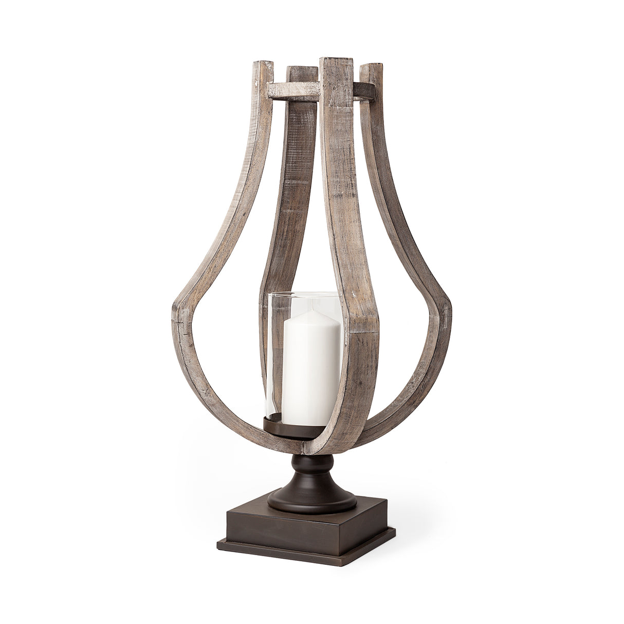 Brillion Large Rustic Wood Metal Table Candle Holder from Mercana - Luna Furniture