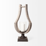 Brillion Large Rustic Wood Metal Table Candle Holder from Mercana - Luna Furniture
