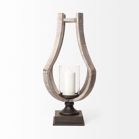 Brillion Large Rustic Wood Metal Table Candle Holder from Mercana - Luna Furniture