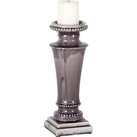 Kusma Small Gray Gloss Ceramic Table Candle Holder from Mercana - Luna Furniture