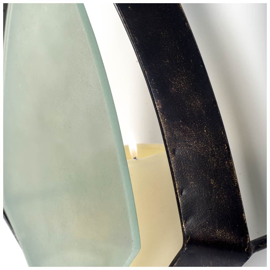Tarquin I Black Metal Frame w/Frosted Glass Shade Wall Candle Holder from Mercana - Luna Furniture