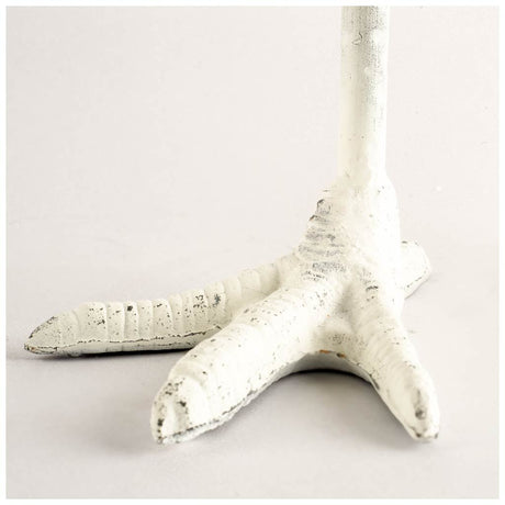 Daffy II Tall White Cast Iron Chicken Foot Table Candle Holder from Mercana - Luna Furniture